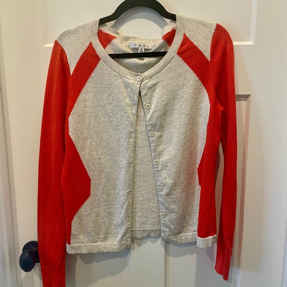 Vintage cabi Cardigan, S, VGUC, Oatmeal/Coral orange, button up. - Picture 2 of 6